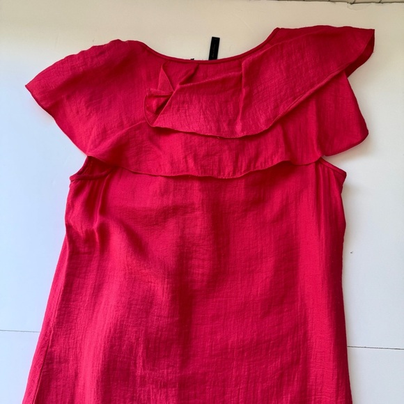 BCBGMaxAzria Ruffle Mini Dress Fushia Pink Bamboo Blend Sleeveless Party Sz 4 - Picture 10 of 11